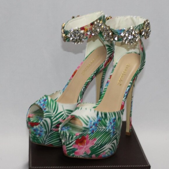 Shoe Dazzle Shoes - Shoe Dazzle Floral Platform Heels